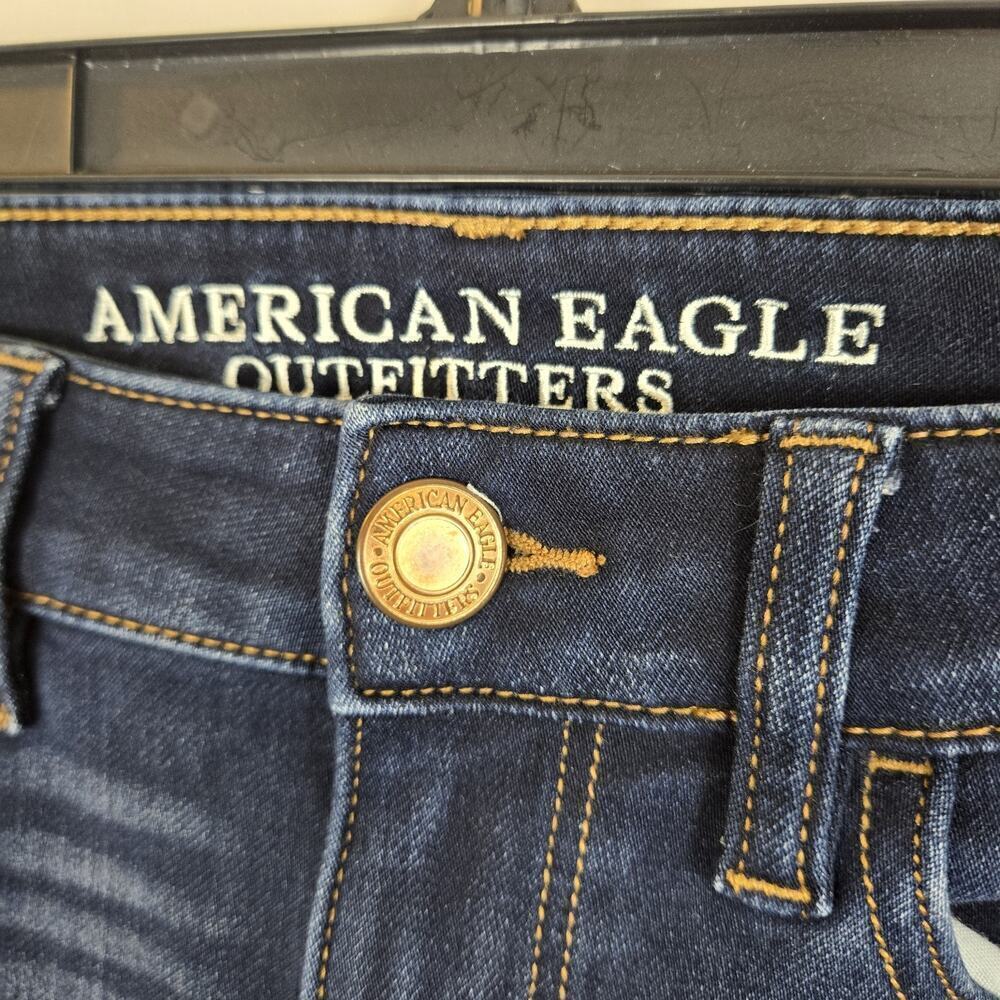American Eagle 360 Super Stretch Jegging Crop Jeans Size 4 Starburst Distressed - Picture 4 of 11